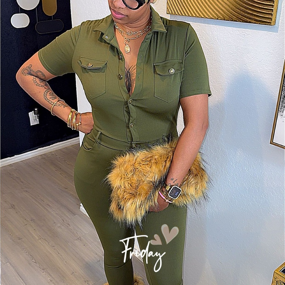 Chic Olive Green Jumpsuit
